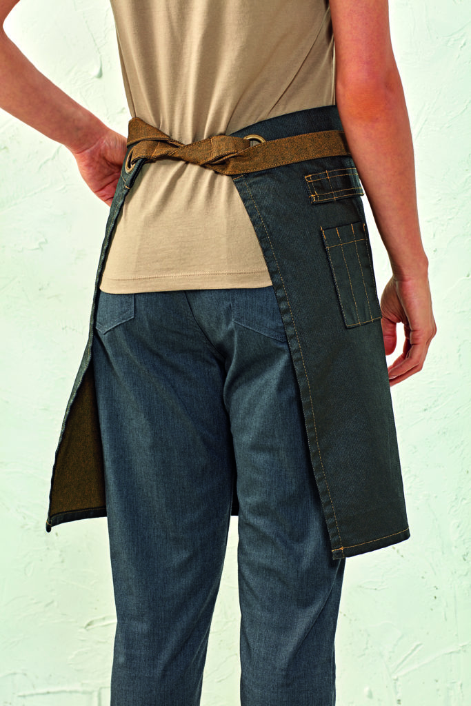 Contrast Trim Denim Waist Apron